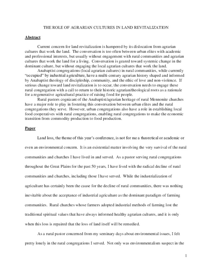 The Role of Agrarian Cultures in Land Revitalization miniatura